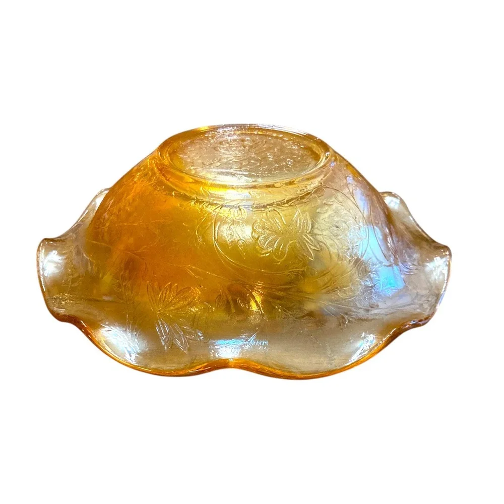 Vintage Marigold Carnival Glass Fruit Bowl 9.5
